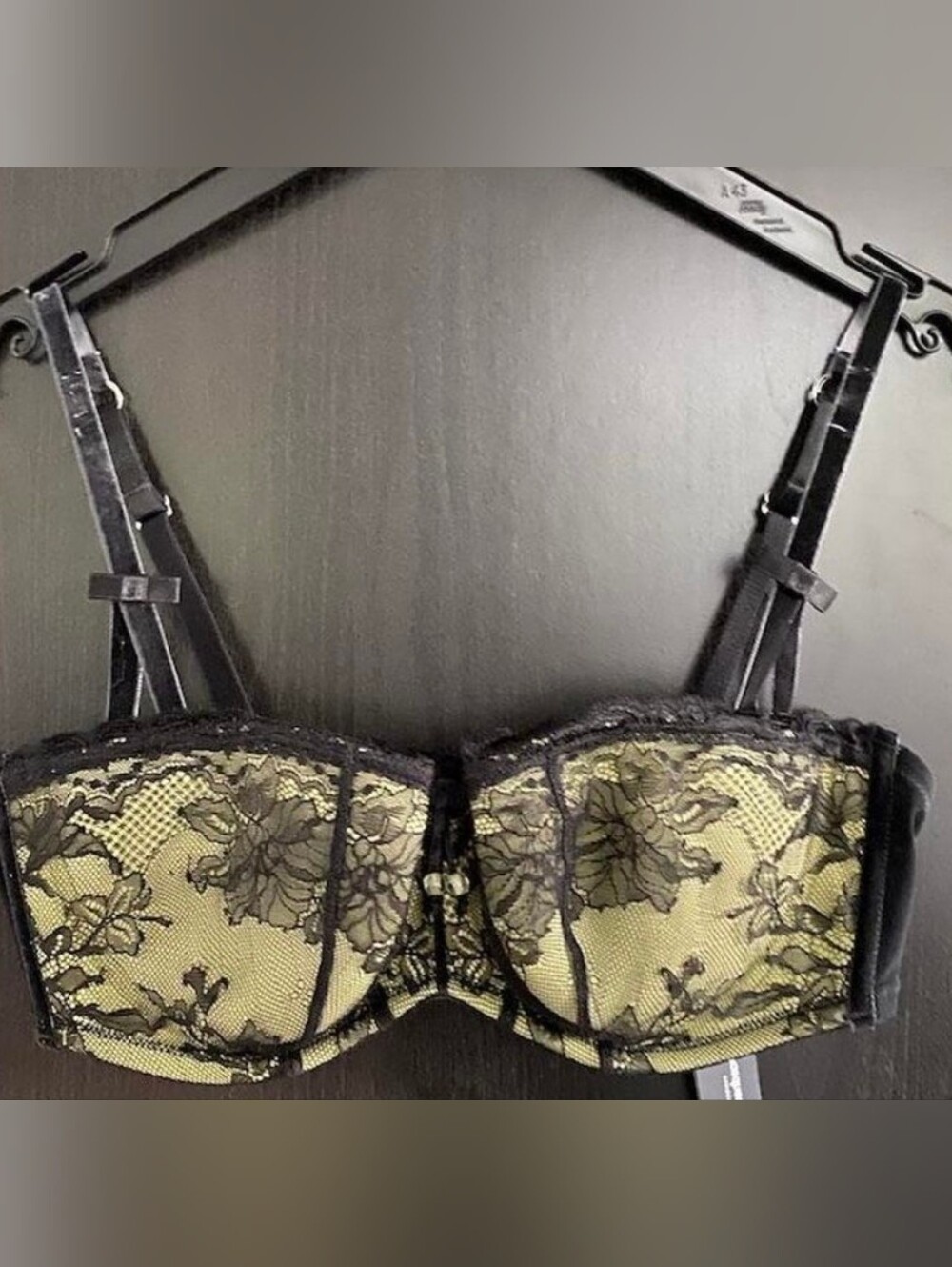 Masquerade by Panache Harlequin Antoinette 4381 Bra 38G Black Pistachio Lace